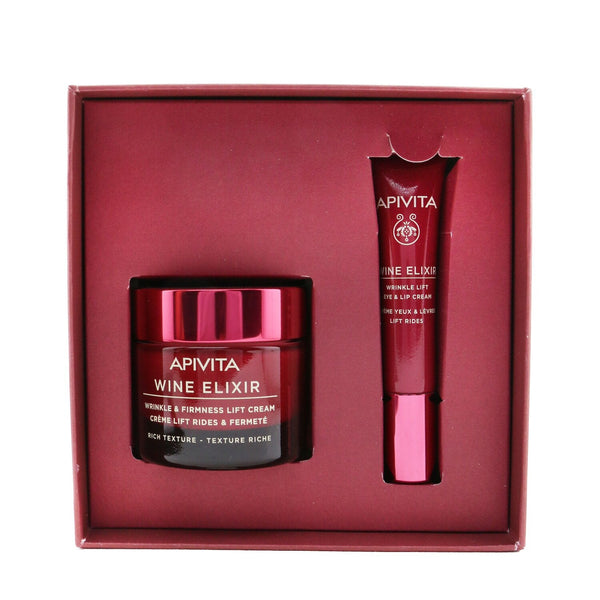 Apivita Wine Elixir Wrinkle Reduction & Firmness (Rich Texture) Gift Set: Rich Cream 50ml+ Eye & Lip Cream 15ml  2pcs