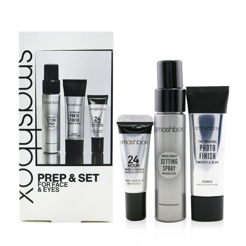 Smashbox Prep & Set For Face & Eyes Set (1x Smooth & Blur Primer 12ml + 1x Setting Spray 30ml + 1x 24 Hour Shadow Primer 4ml)  3pcs