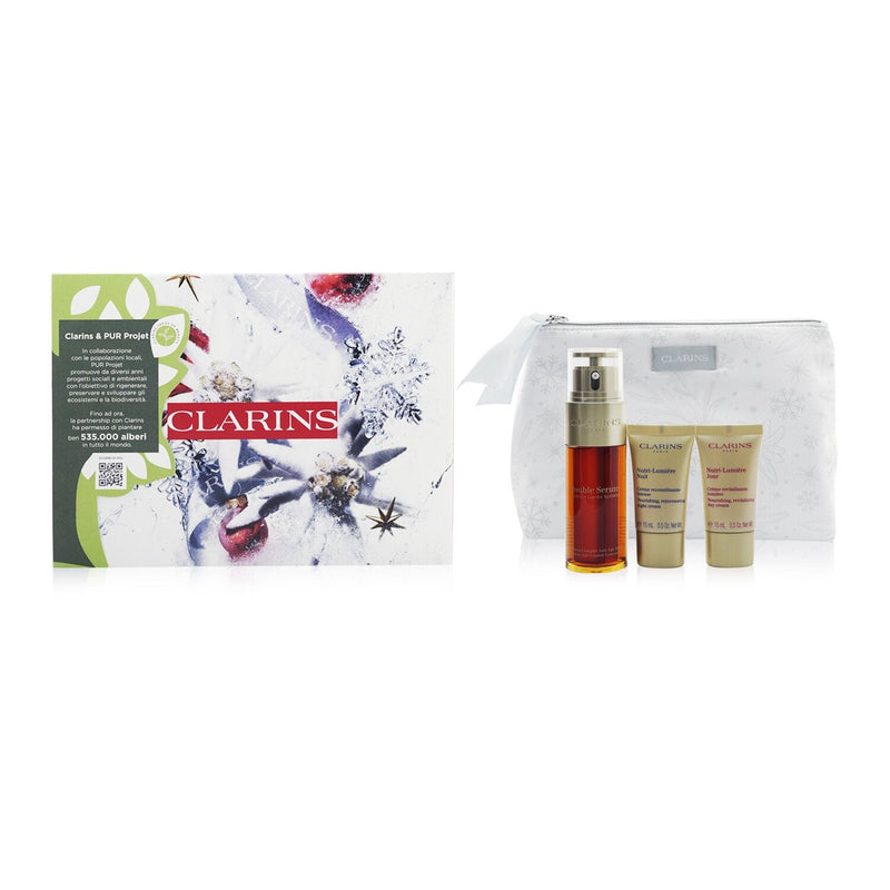 Clarins Double Serum & Nutri-Lumiere Collection: Double Serum 50ml+ Day Cream 15ml+ Night Cream 15ml+ Bag  3pcs+1bag