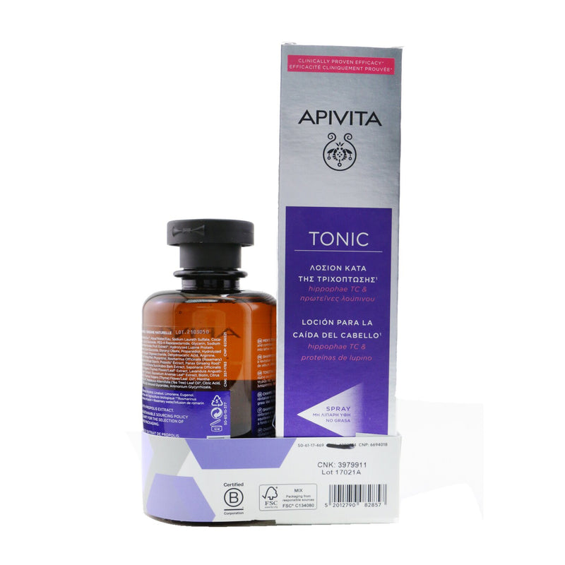 Apivita Hair Loss Lotion with Hippophae TC & Lupine Protein 150ml (Free: Men's Tonic Shampoo with Hippophae TC & Rosemary - For Thinning Hair 250ml)  2pcs
