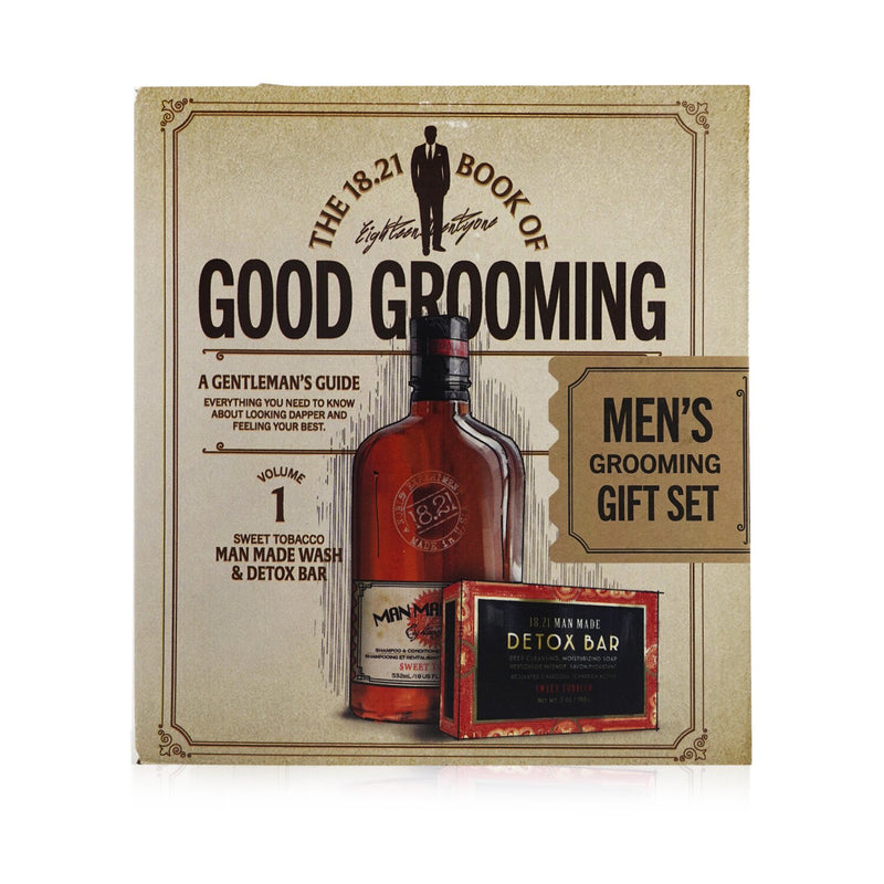 18.21 Man Made Book of Good Grooming Gift Set Volume 1: Sweet Tobacco (Wash 532ml + Detox Bar 198g)  2pcs