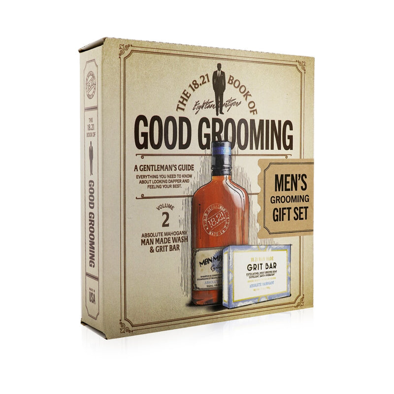 18.21 Man Made Book of Good Grooming Gift Set Volume 2: Absolute Mahogany (Wash 532ml  + Grit Bar 198g )  2pcs