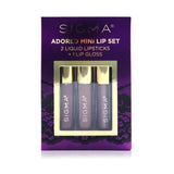 Sigma Beauty Adored Mini Lip Set (2x Liquid Lipstick + 1x Lip Gloss)  3pcs