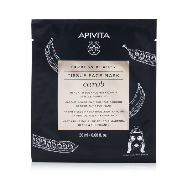 Apivita Express Beauty Black Tissue Face Mask with Carob (Detox & Purifying) - Exp. Date: 07/2022  6x20ml/0.68oz