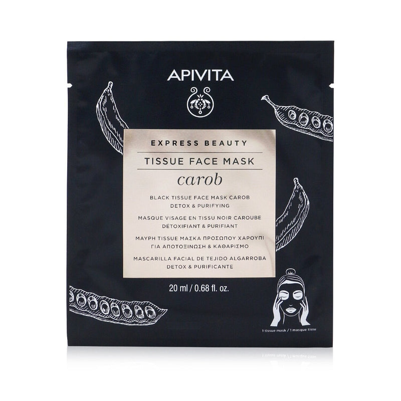 Apivita Express Beauty Black Tissue Face Mask with Carob (Detox & Purifying) - Exp. Date: 07/2022  6x20ml/0.68oz