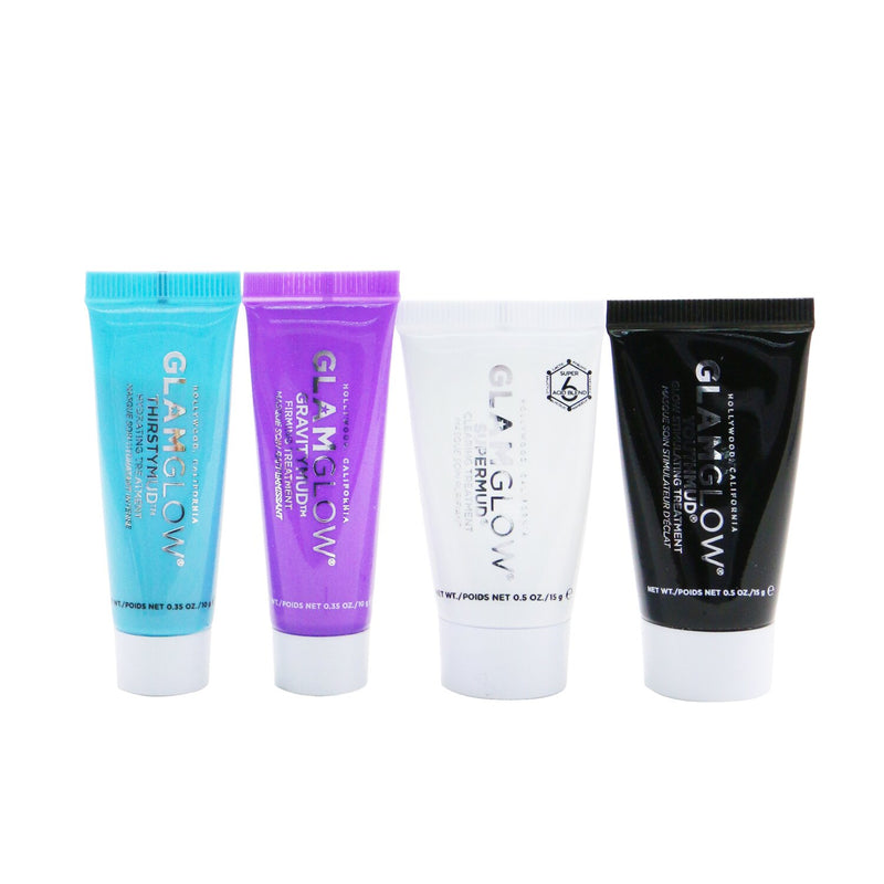 Glamglow Instant Celebrity Skin Masking Set: 1x Supermud Clearing Treatment - 15g/0.5oz + 1x Youthmud Glow Stimulating Treatment - 15g/0.5oz + 1x Thristymud Hydrating Treatment - 10g/0.35 + 1x Gravitymud Firming Treatment- 10g/0.35 (Box Slightly Dama