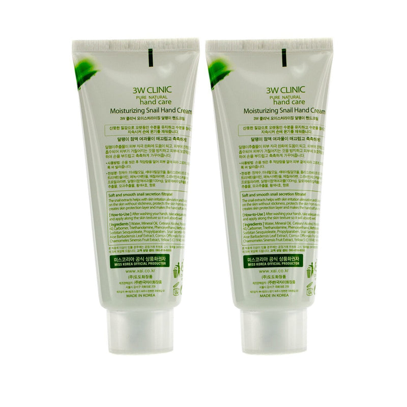 3W Clinic Hand Cream Duo Pack - Snail  2x100ml/3.38oz