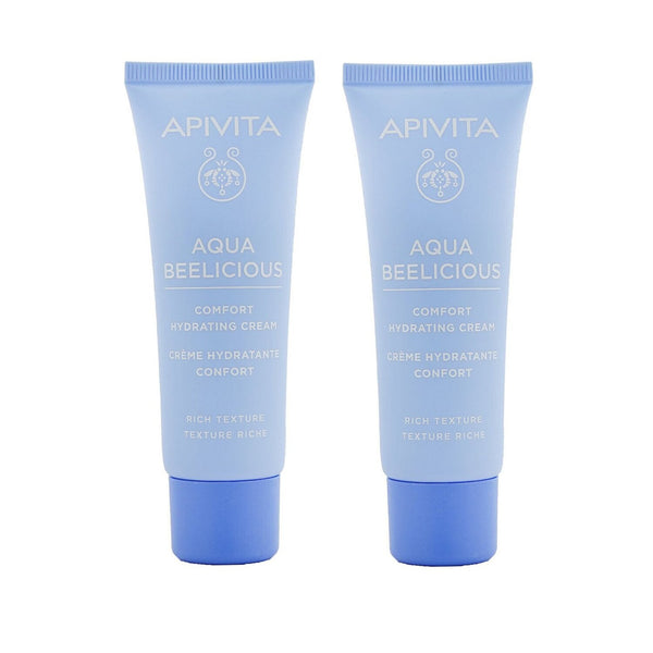 Apivita Aqua Beelicious Comfort Hydrating Cream Duo Pack - Rich Texture  2x40ml/1.35oz