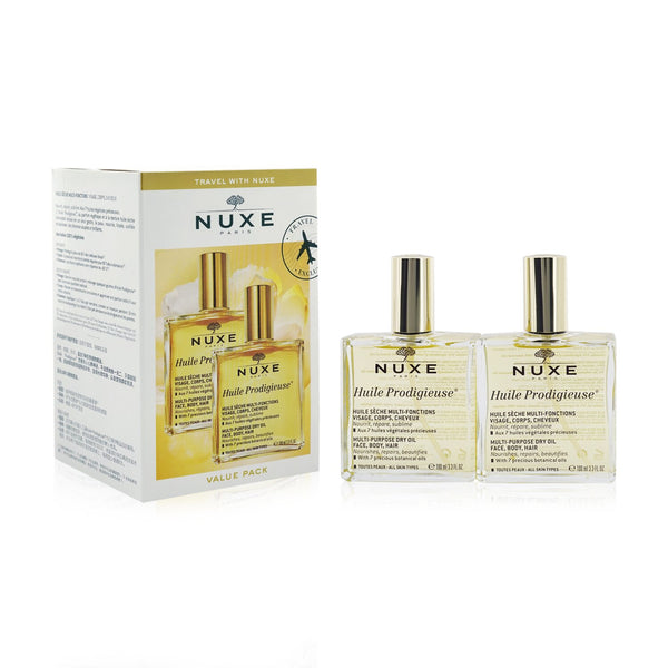 Nuxe Travel With Nuxe Huile Prodigieuse Multi Usage Dry Oil Duo Set: 2x Dry Oil 100ml  2x 100ml/3.3oz