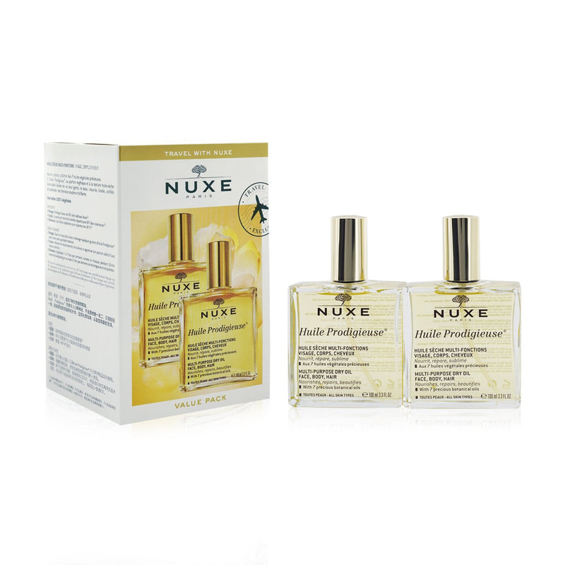 Nuxe Travel With Nuxe Huile Prodigieuse Multi Usage Dry Oil Duo Set: 2x Dry Oil 100ml  2x 100ml/3.3oz