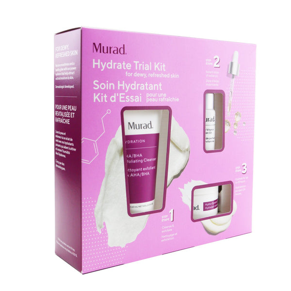 Murad Hydrate Trial Kit: AHA/BHA Exfoliating Cleanser - 60ml/2oz + Multi-Vitamin Infusion Oil - 10ml/0.33oz + Hydro-Dynamic Ultimate Moisture - 15ml/0.5oz  3pcs