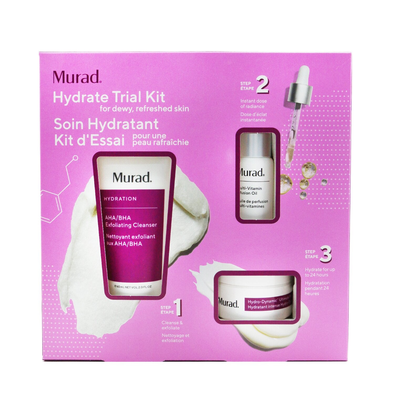 Murad Hydrate Trial Kit: AHA/BHA Exfoliating Cleanser - 60ml/2oz ...