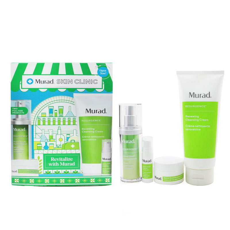 Murad Murad Skin Clinic - Revitalize With Murad Set: Renewal Cleansing Cream 200ml + Retinol Youth Renewal Serum 30ml + Retinol Youth Renewal Eye Serum 5ml + Retinol Youth Renewal Night Cream 15ml  4pcs