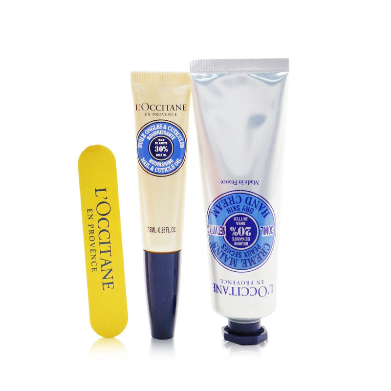 L'Occitane My Manicure Set: Shea Butter Hand Cream 30 ml + Nail & Cuticle Oil (Box Slightly Damaged)  3pcs