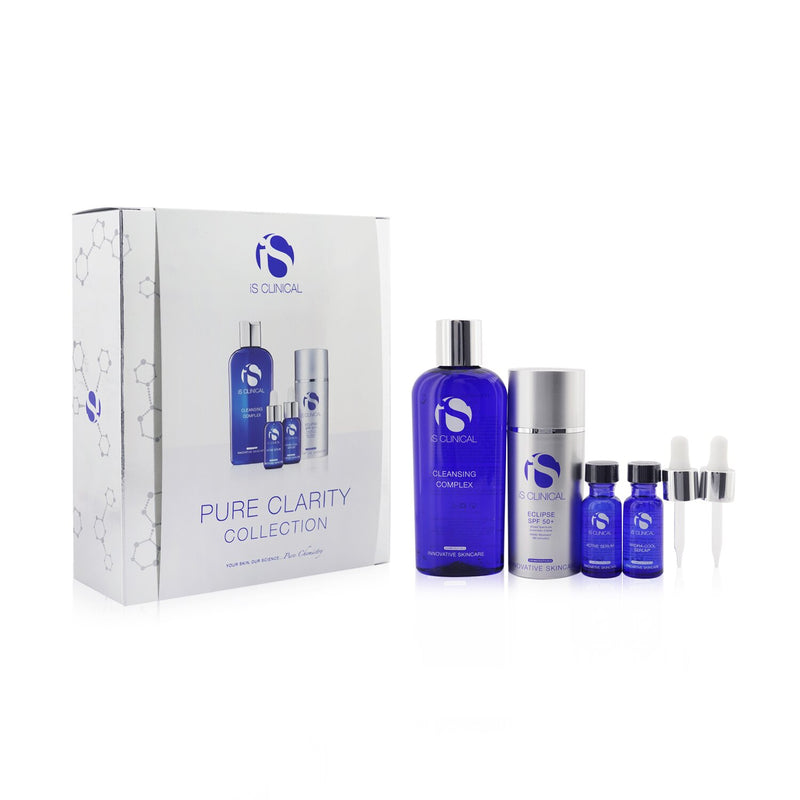 IS Clinical Pure Clarity Collection: Cleansing Complex 180ml + Active Serum 15ml + Hydra-Cool Serum 15ml + Eclipse SPF 50 Sunscreen Cream 100g  4pcs