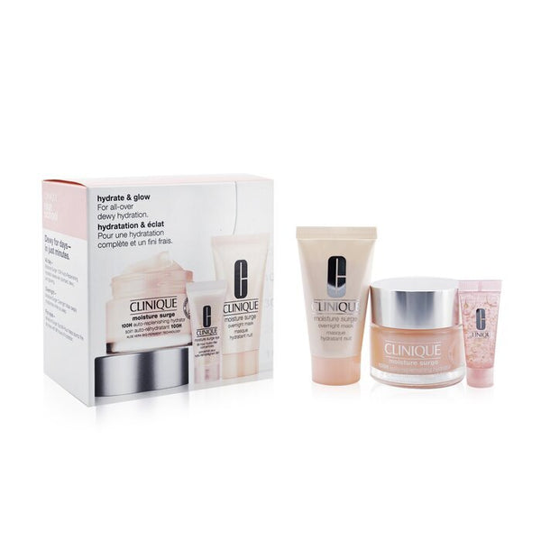 Clinique Hydrate & Glow Set: Moisture Surge 100H + Overnight Mask 30ml+ Eye 96-Hour Concentrate 5ml 3pcs 50ml