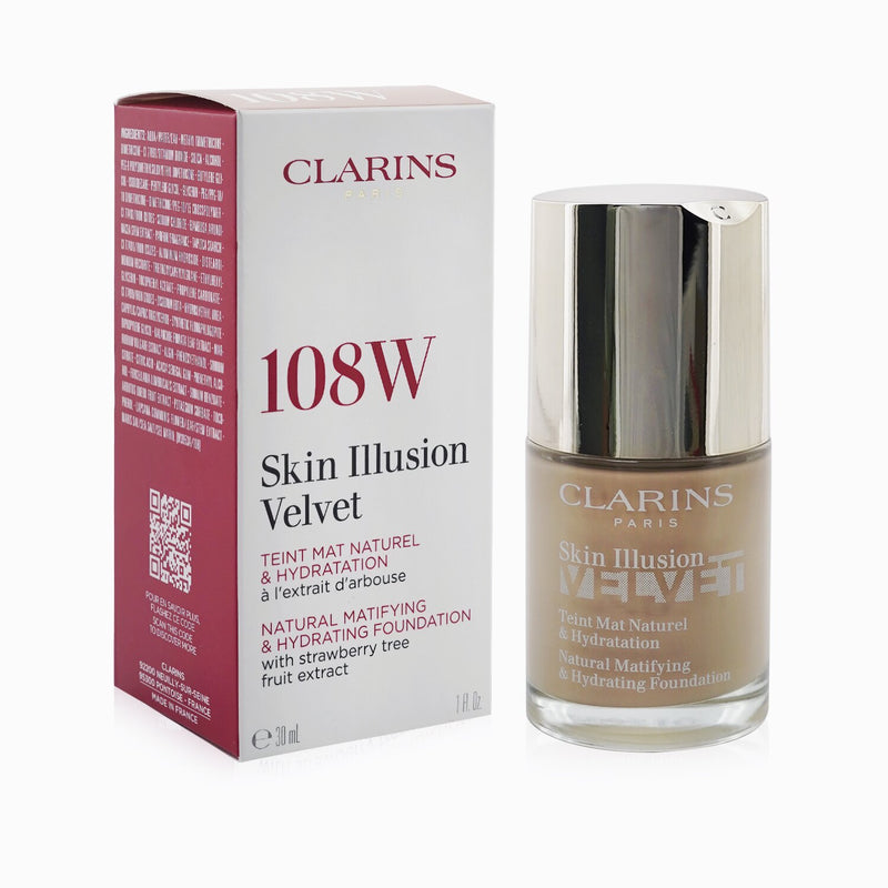 Clarins Skin Illusion Velvet Natural Matifying & Hydrating Foundation - # 108W Sand  30ml/1oz