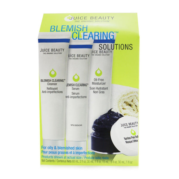 Juice Beauty Blemish Clearing Solutions Kit : Cleanser + Serum + Moisturizer + Mask + Washcloth (Unboxed)  4pcs+1cloth