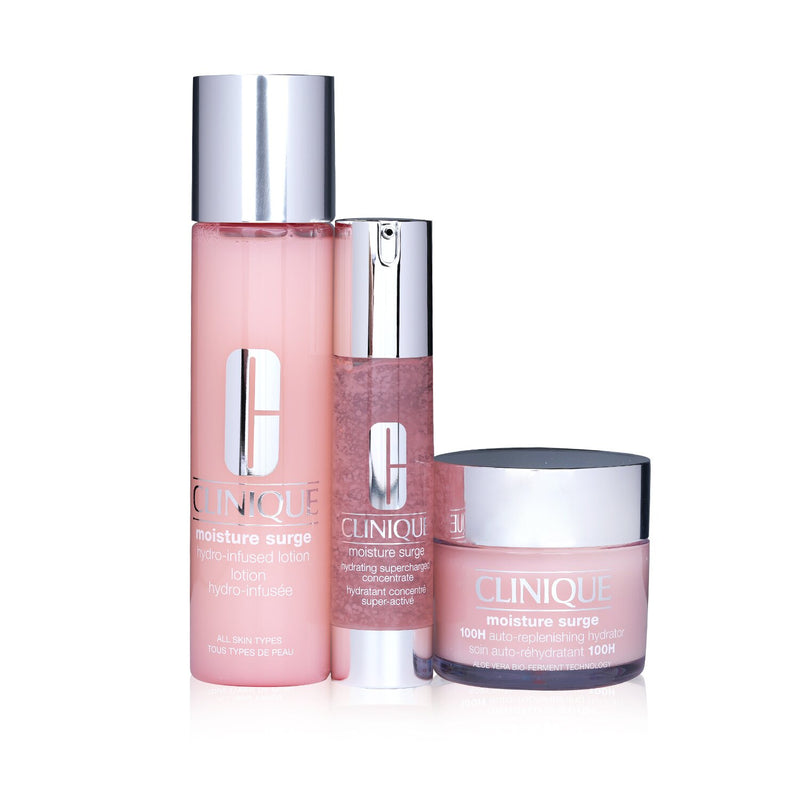 Clinique Moisture Surge Dewy For Days Set: 100H Hydrator 125ml+ Hydrating Supercharged Concentrate 48ml+ Hydro-Infused Lotion 200ml  3pcs