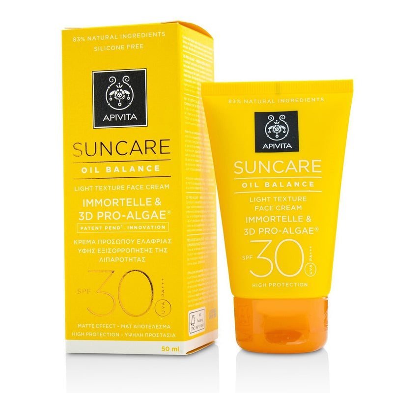 Apivita Suncare Oil Balance Light Texture Face Cream SPF 30 (Exp. Date: 11/2022)  50ml/1.7oz