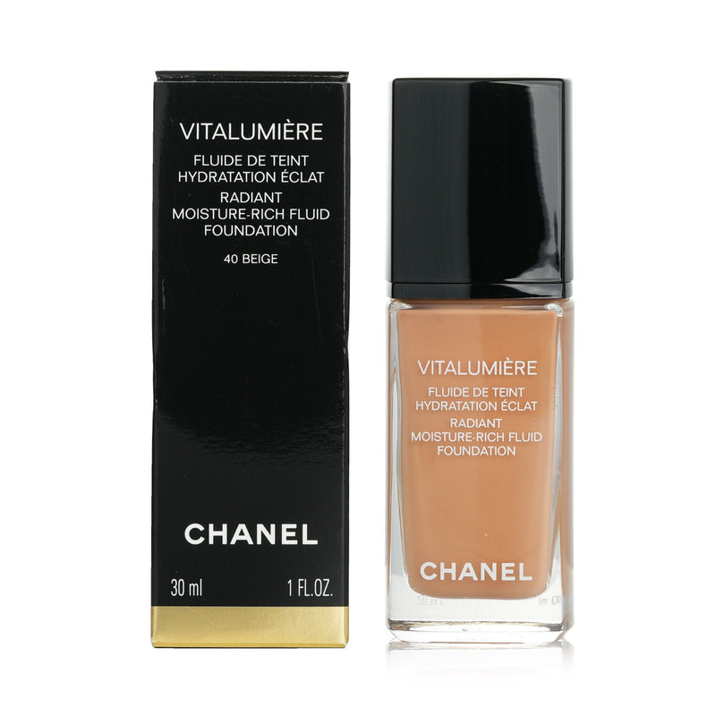 Chanel Vitalumiere Radiant Moisture Rich Fluid Foundation - #40 Beige  30ml/1oz