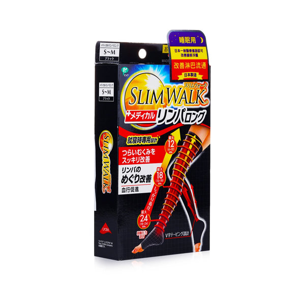 SlimWalk Medical Lymphatic Compression Socks, Long Type - # Black (Size: S-M)  1pair