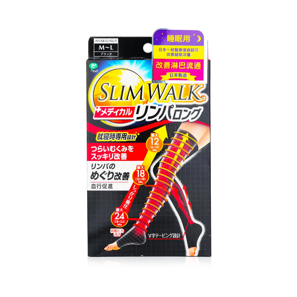 SlimWalk Medical Lymphatic Compression Socks, Long Type - # Black (Size: M-L)  1pair