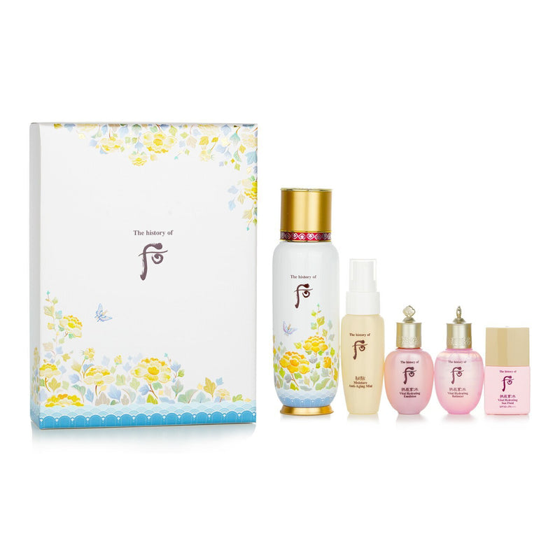 Whoo (The History Of Whoo) Bichup First Moisture Anti-Aging Essence Special Set: Essence 130ml + Mist 30ml + Balancer 20ml + Emulsion 20ml + Sun Fluid SPF50+ 13ml (Exp. Date: 03/2023)  5pcs