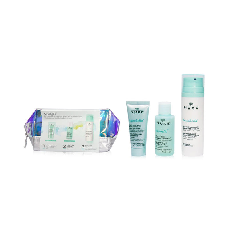 Nuxe Aquabella Hydration Set (For Combination Skin): Purifying Gel 15ml + Essence-Lotion 35ml + Moisturising Emulsion 50ml  3pcs+1bag