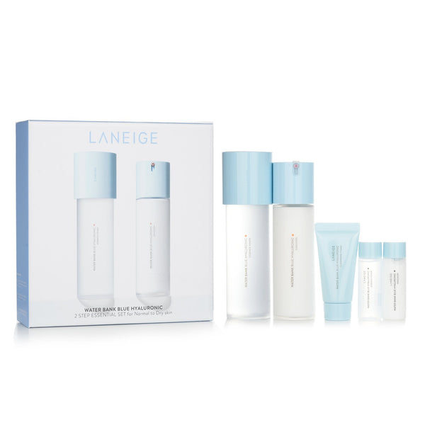Laneige Water Bank Blue Hyaluronic 2 Step Essential Set (For Normal to Dry Skin)  5pcs