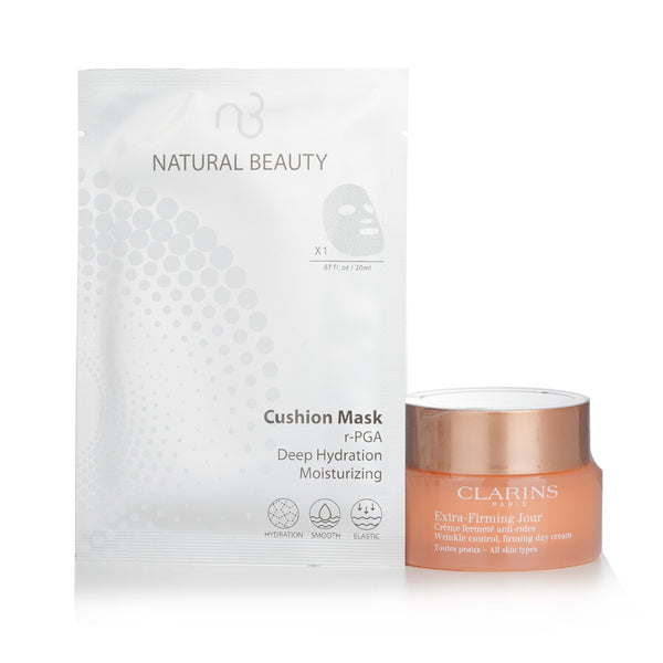 Clarins Clarins Extra-Firming Jour Wrinkle Control, Firming Day Cream - All Skin Types 50ml (Free: Natural Beauty r-PGA Hydration Cushion Mask 6x20ml)  50ml+6x20ml