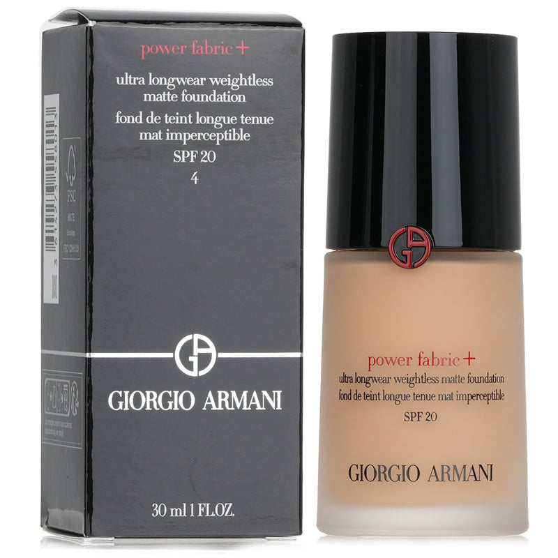 Giorgio Armani Power Fabric+ Ultra Longwear Weightless Matte Foundation SPF 20 - # 4  30ml/1oz