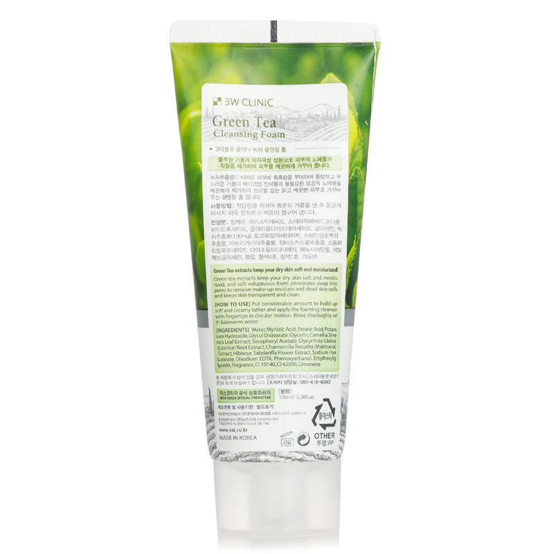 3W Clinic Cleansing Foam - Green Tea  100ml/3.38oz