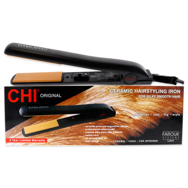 CHI Ceramic Hairstyling Flat Iron GF1001 - Black by CHI for Unisex - 1 inch Flat Iron