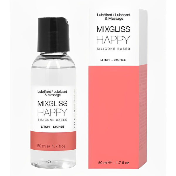 MIXGLISS Happy 2 in 1 Silicone Based Lubricant & Massage - Litchi  50ml / 1.7oz