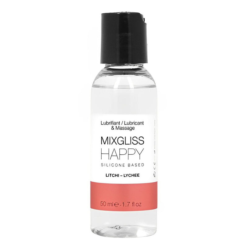 MIXGLISS Happy 2 in 1 Silicone Based Lubricant & Massage - Litchi  50ml / 1.7oz