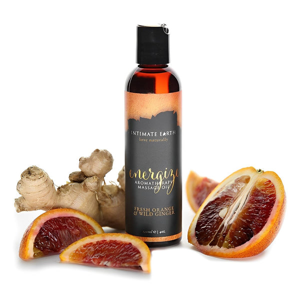 Intimate earth Energize Massage Oil - Fresh Orange & Wild Ginger  120ml / 4oz