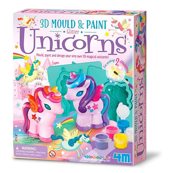 4M 3D Mould & Paint/Glitter Unicorns  32x19x22mm