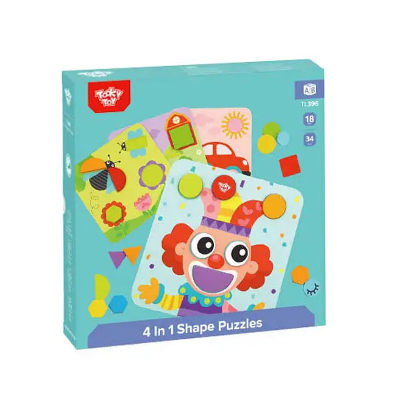 Tooky Toy Co 4 In 1 Shape Puzzles  23x23x5cm