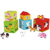 Tooky Toy Co Nesting Box - Farm  13x13x13cm