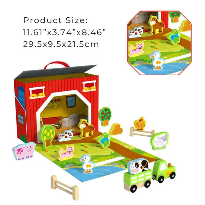 Tooky Toy Co Farm Play Box  30x10x22cm