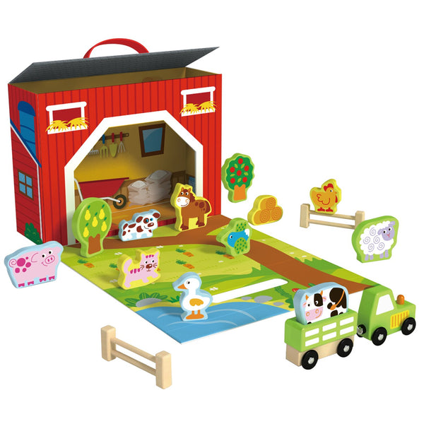 Tooky Toy Co Farm Play Box  30x10x22cm