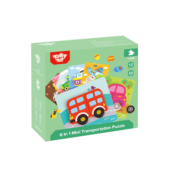 Tooky Toy Co 6 In Mini Transportation Puzzle  17x17x2cm