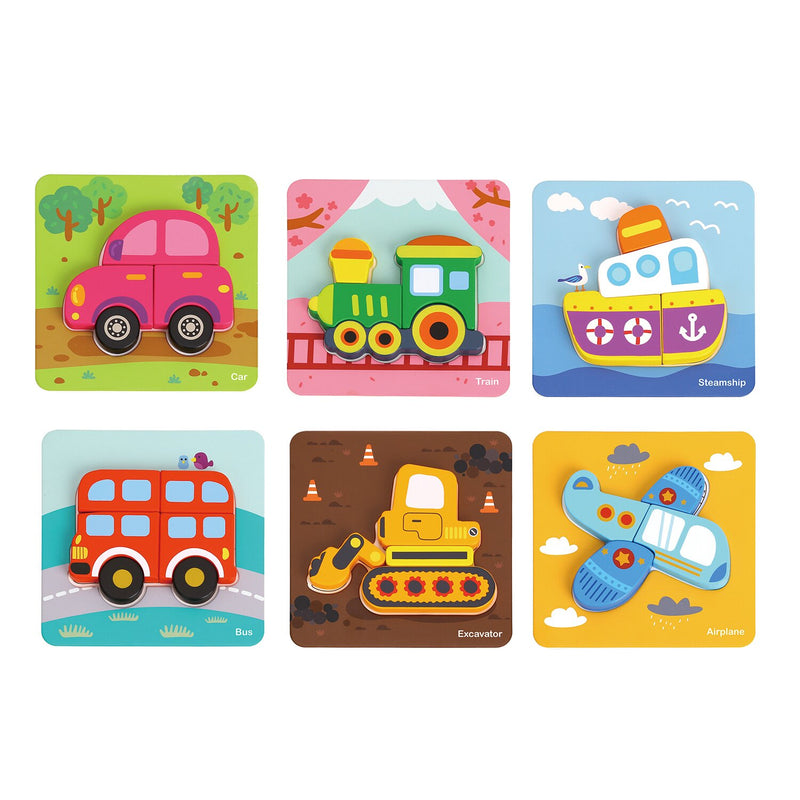 Tooky Toy Co 6 In Mini Transportation Puzzle  17x17x2cm