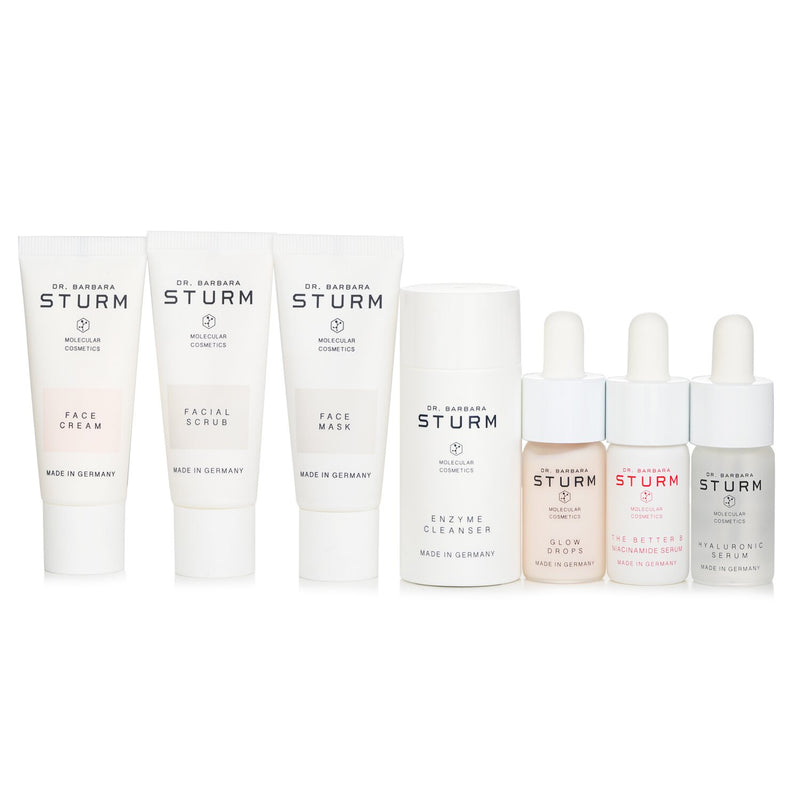 Dr. Barbara Sturm GLOW KIT:FACIAL SCRUB, FACE MASK, HYALURONIC SERUM, FACECREAM,GLOW DROPS,ENZYME CLEANSER,THE BETTER B NIACINAMIDE SERUM  7pcs+1bag