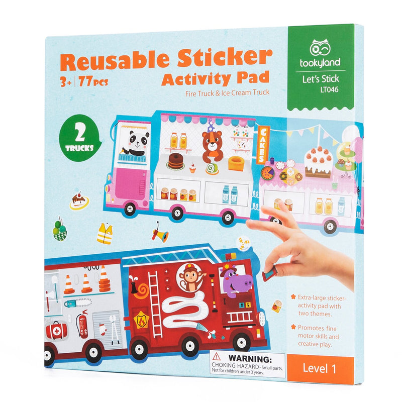 Tookyland "Reusable Stickers Activity Pad - Fire Truck & Ice Cream Truck"  24x2x23cm