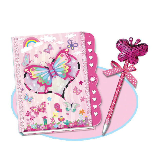 Tokidas Secret Lock Journal & Pom Pom Pen Set - Butterfly  21x24x4cm