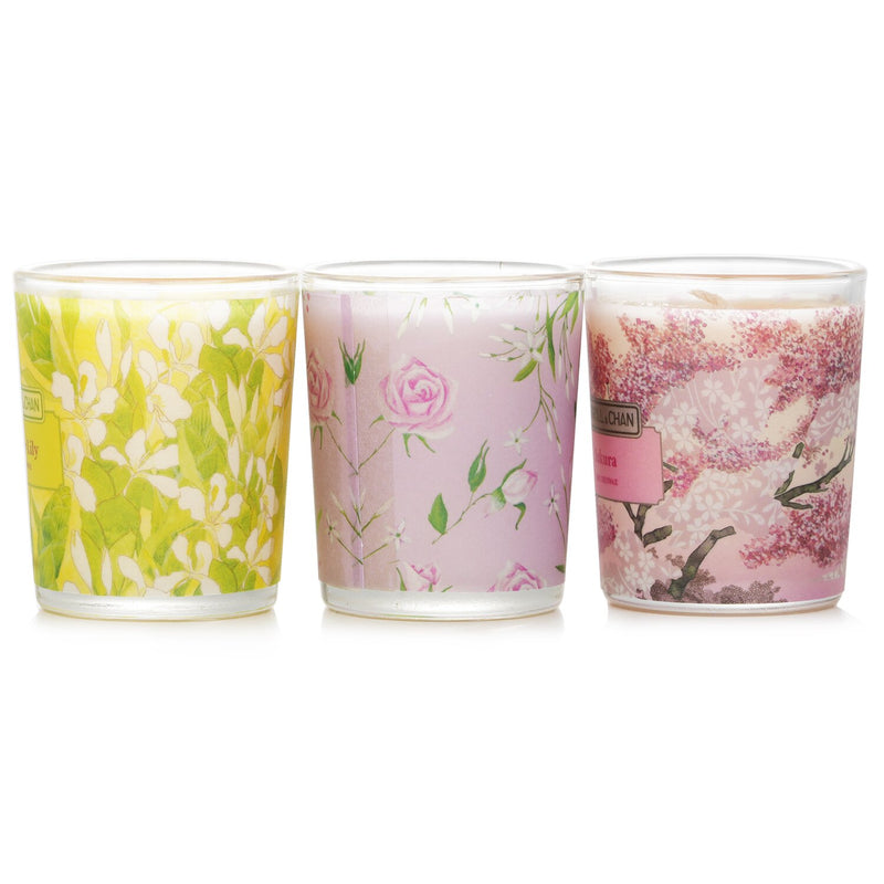 Carroll & Chan 3 Votive Set: Sakura, Jasmine, Rose & Cranberry, Ginger Lily  3pcs