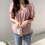 Trendywhere Square Neck Puff Sleeve Blouse  Free (XS-M)