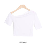 Trendywhere Slim Fit One Shoulder Crop Top  Free (XS-S)